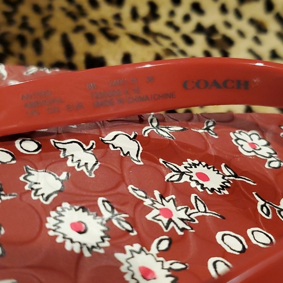 Coach Red Abigail Floral Thong Sandal Sz 7-8 - Picture 6 of 10